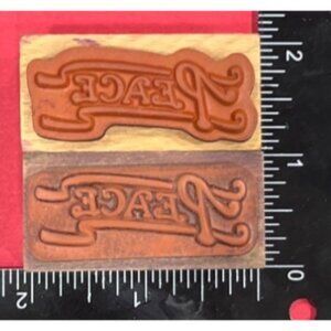 Vintage Peace Wood Mounted  Rubber Stamp